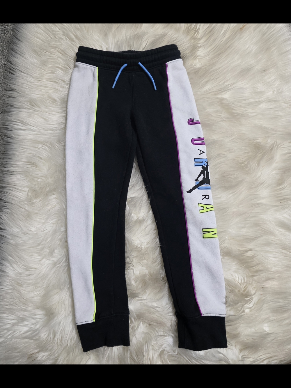 Jordan Black & White Joggers with Neon Accents
